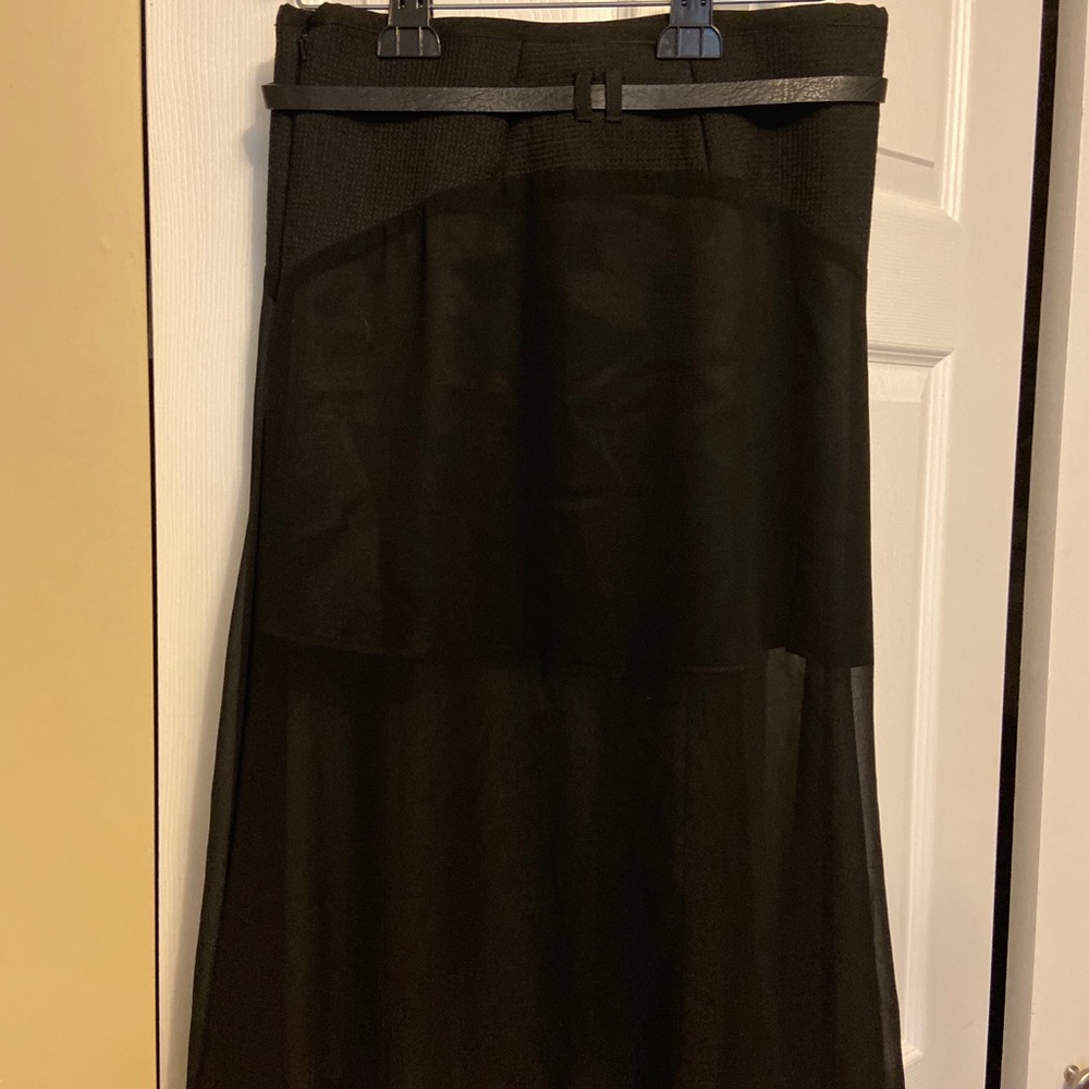Top shop black sheer skirt with belt - Picture 2 of 3